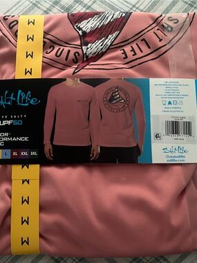 Salt Life Men’s Crewneck Long Sleeve Shirt - Dusty Rose M